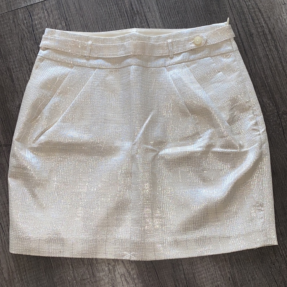CLUB MONACO | pleated metallic mini skirt